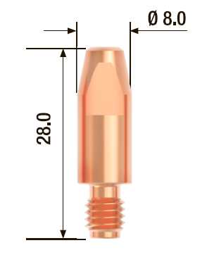 Fubag Контактный наконечник M6х28 мм ECU D=1.2 мм  (25 шт.) FB.CTM6.28-12 Аксессуары к горелкам TIG, MIG/MAG фото, изображение