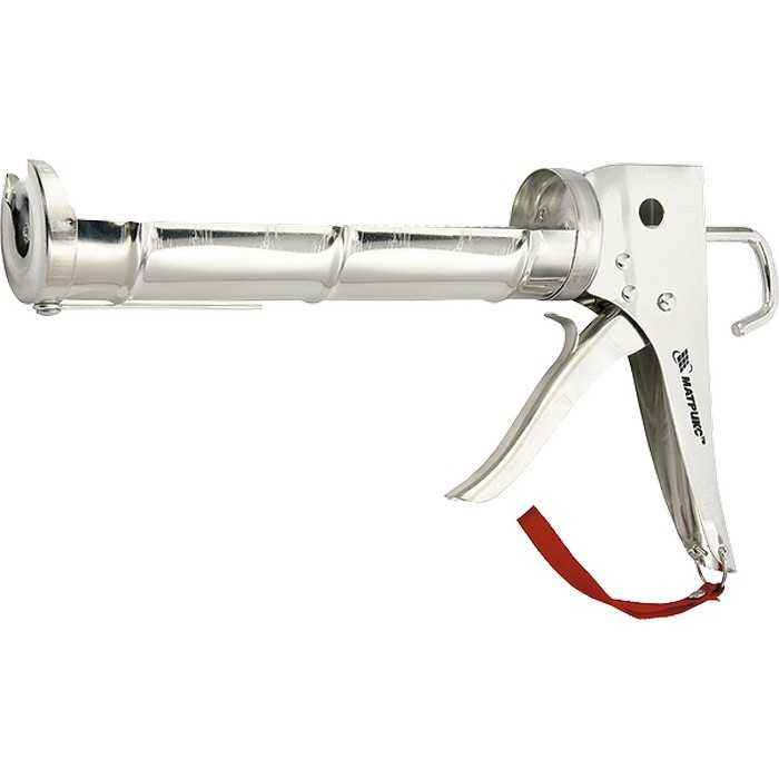 Пистолет для герметика, 310 мл, "полуоткрытый", хромированный, зубчатый шток 7 мм Matrix Пистолеты для пены и герметика фото, изображение